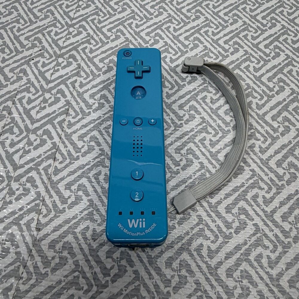 Nintendo OEM Motion Plus Wii Remote Blue Controller RVL-036 - Tested & Working - Picture 2 of 5